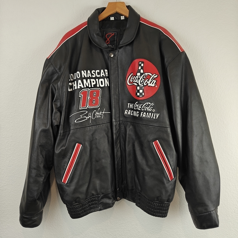 Vintage 2000 NASCAR Champion Coca-Cola Racing Leather Jacket XL Bobby Labonte